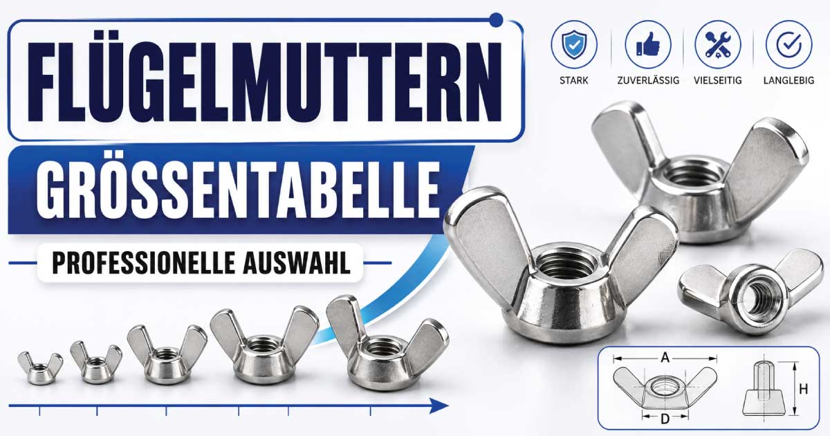Flügelmuttern Größentabelle