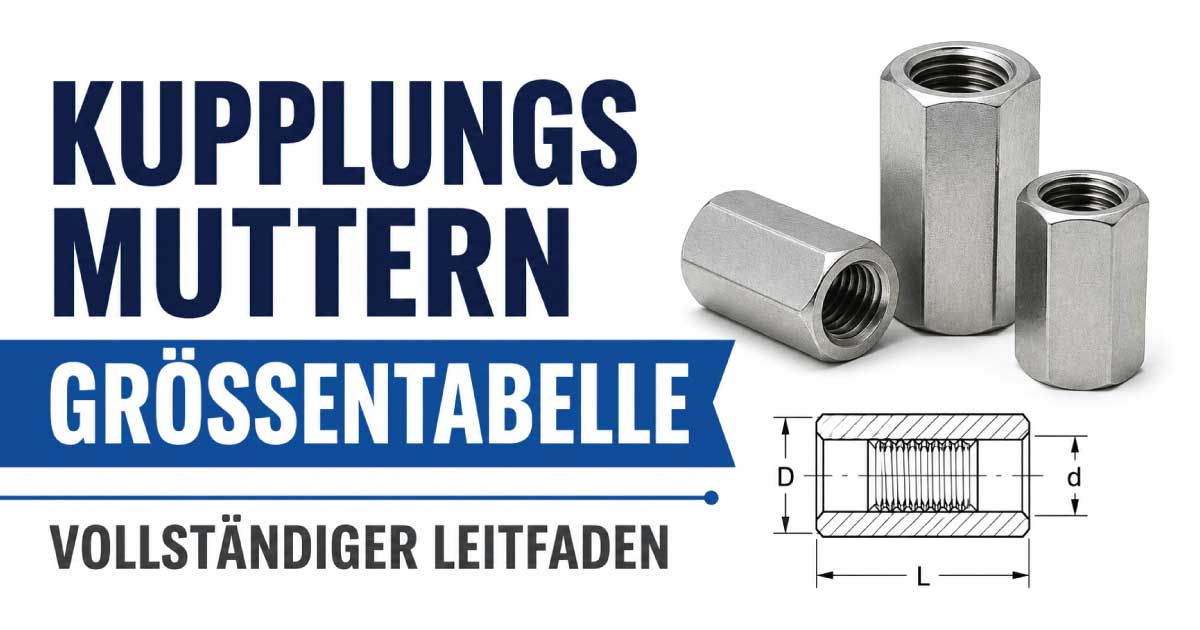 Kupplungsmuttern Größentabelle