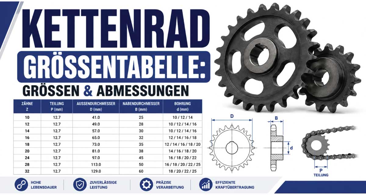 Kettenrad Größentabelle