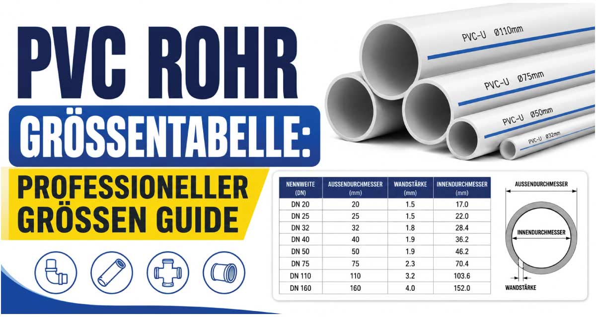 PVC Rohr Größentabelle