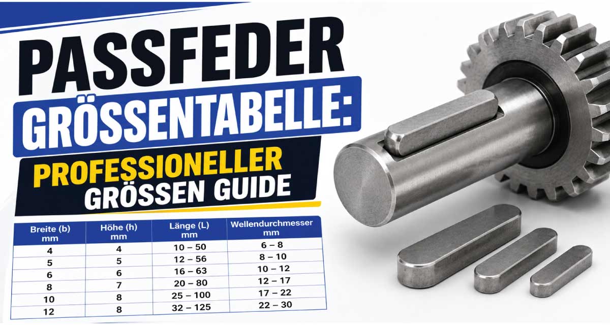 Passfeder Größentabelle