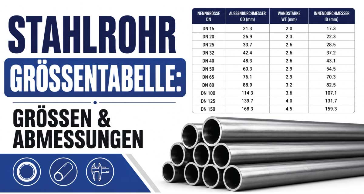 Stahlrohr Größentabelle