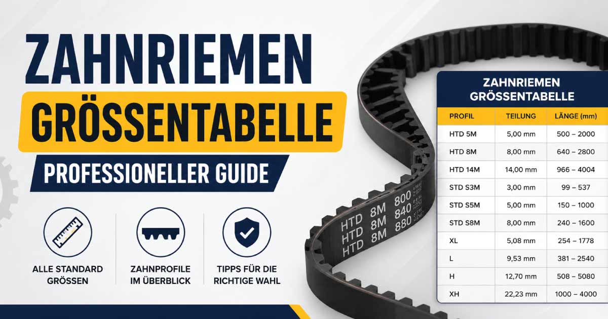 Zahnriemen Größentabelle